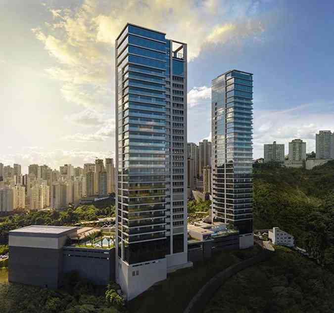 O La Réserve, localizado em um dos pontos mais altos do Vila da Serra, na zona sul da região metropolitana de Belo Horizonte: empreendimento terá quatro torres com apartamentos de até 671 metros quadrados(foto: Divulgação)