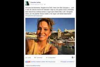 A cantora Cludia Leitte publicou a foto acima na sua conta oficial do Facebook e recebeu inmeros comentrios negativos, a acusando de racismo(foto: Facebook/ClaudiaLeitte/Reproduo)