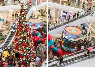 Shopping Del Rey: a decorao ocupa uma rea total de 130 m. A rvore, com de 10 metros de altura, lembra os personagens Angry Birds e possui um escorregador que passa dentro dela(foto: Divulgao)