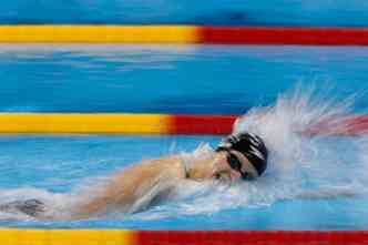 Nadadora norte-americana Katie Ledecky bate recorde mundial e leva medalha de ouro nos 400 m livre na Rio 2016(foto: Fernando Frazo/Agncia Brasil/Divulgao)