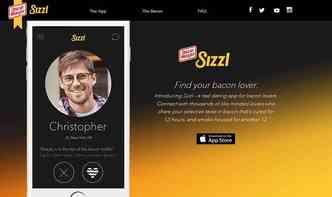 Por enquanto, o Sizzl, uma espcie de 'Tinder do bacon', est disponvel apenas para usurios de iPhone e iPad(foto: Oscarmayer.com/Reproduo)
