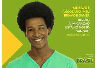 Os internautas reclamaram que essa foto da campanha contra xenofobia faz uma referncia 'positiva'  escravido no Brasil(foto: Facebook/Ministrio da Justia/Reproduo)