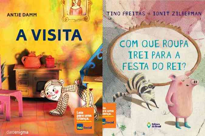 A Visita e Com Que Roupa Irei Para a Festa do Rei so dois dos livros disponveis no Leia Para Uma Criana 2020, do Ita(foto: Ita/Divulgao)