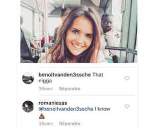 A miss Blgica 2017, Romanie Schotte, de 19 anos, usou um emoji de coc ao responder sobre um homem negro que aparece em sua foto, e foi acusada de racismo(foto: Instagram/romaniesss/Reproduo)