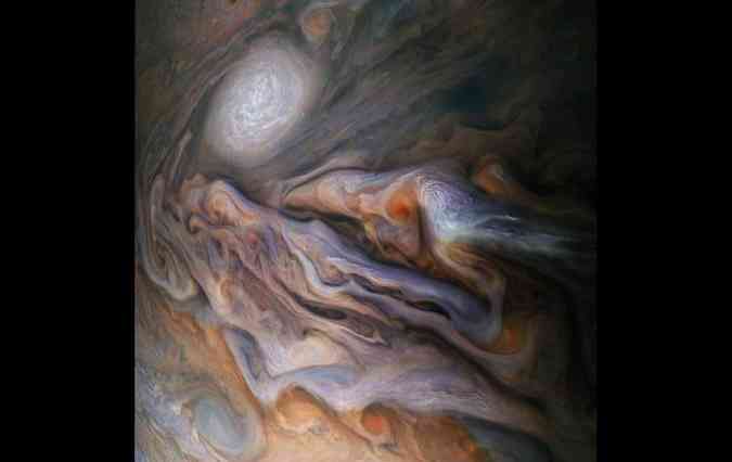 As incrveis nuvens da atmosfera de Jpiter esto sendo associadas  tcnica usada pelos pintores impressionistas(foto: Nasa/JPL-Caltech/SwRI/MSSS/Gerald Eichstdt/Sen Doran/Divulgao)