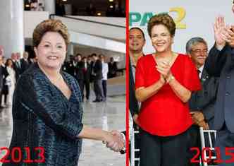 Na comparao acima  possvel ver a diferena da silhueta da presidente Dilma Rousseff antes e depois da dieta ravenna(foto: Roberto Stuckert Filho/PR/Divulgao)