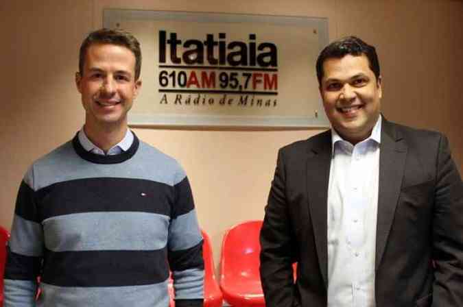 O presidente da rdio Itatiaia, Diogo Gonalves (esq.), e o vice-presidente, Joo Vitor Xavier(foto: Divulgao)