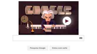 A homenagem do Doodle do Google ao compositor Ludwig van Beethoven  uma animao interativa que apresenta quatro de suas obras-primas(foto: Google/Reproduo)