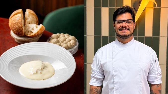 Yves Saliba e a galinhada do Per lui,: exatamente como sua mãe lhe ensinou, com panela de fundo grosso, açúcar para caramelizar os pedaços de frango, alho, cebola e urucum (foto: Divulgação) Yves Saliba e a galinhada do Per lui,: exatamente como sua mãe lhe ensinou, com panela de fundo grosso, açúcar para caramelizar os pedaços de frango, alho, cebola e urucum (foto: Divulgação)