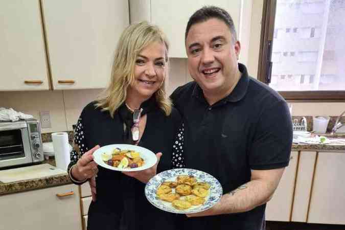 Cláudia Bernardes e o chef Alexandre Henriques: confraternização(foto: Divulgação)