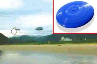 Uma das explicaes possveis para o estranho objeto sobrevoando a praia catarinense  que se trata de um frisbee (detalhe)(foto: WhatsApp/Reproduo e Pexels)