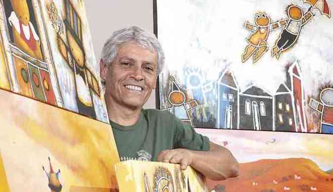 Apesar da idade, 61 anos, o pintor Ricardo Ferrari mantm o esprito de criana(foto: Eugnio Gurgel)