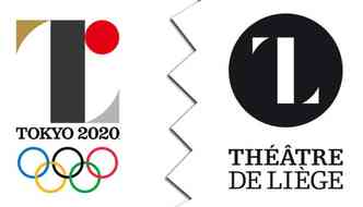 O logotipo dos Jogos Olmpicos de Tquio 2020 (esq.) e o smbolo do teatro belga Thtre de Lige. Voc percebe a semelhana entre eles?(foto: Internet/Reproduo)