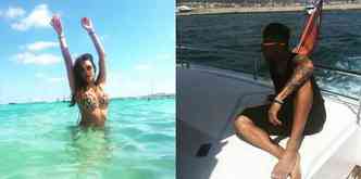A atriz global Thaila Ayala e o jogador Neymar esto se divertindo na badalada praia de Ibiza e acabaram se 'cruzando'(foto: Instagram/thailaayala/Reproduo e Instagram/neymarjr/Reproduo)