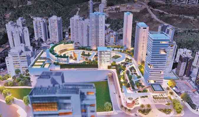 Audacioso, o Himalaya Town Center reunirá no mesmo espaço torres residenciais e corporativas, além de hospital, faculdade shopping center, centro de convenções, teatro de arena e praça: investimentos de 1 bilhão de reais(foto: Divulgação)