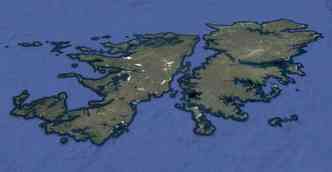 O conflito de 1982 entre a Argentina e a Gr-Bretanha pelo controle das Ilhas Malvinas durou 72 dias e deixou mais de 900 mortos(foto: Google Earth/Reproduo)