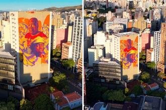 Milton Nascimento ganha mural gigante no centro de Belo Horizonte