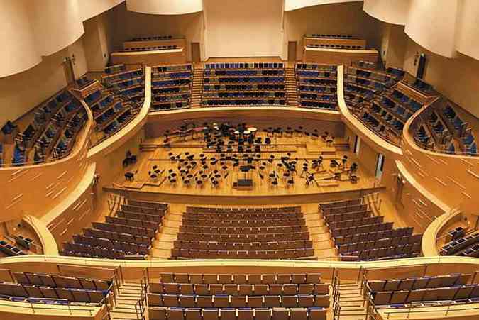 A Sala Minas Gerais, sede da Orquestra Filarmnica: os 1.493 assentos aguardam as voltas das atividades, com capacidade reduzida(foto: Agenor Carvalho/Divulgao)