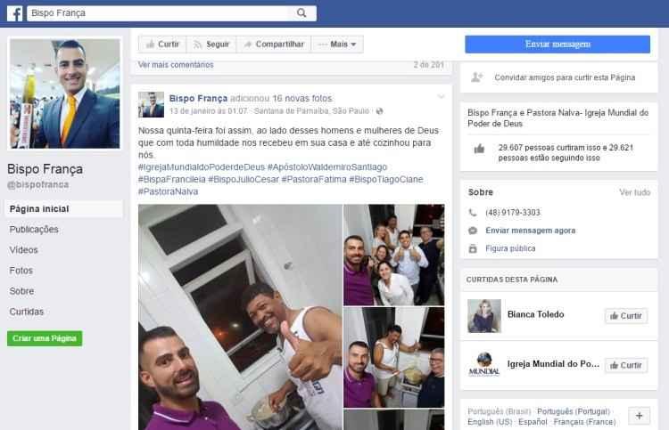 Facebook/bispofranca/Reprodução Facebook/bispofranca/Reprodução