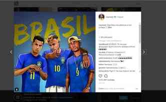 A caricatura de Luiz Felipe Gonalves compartilhada pelo craque brasileiro Neymar no trouxe a assinatura do ilustrador carioca(foto: Instagram/neymarjr/Reproduo e Instagram/luizfelipeart/Reproduo)