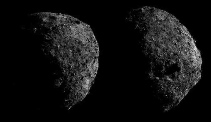 A sonda espacial OSIRIS-Rex, da Nasa, enviou duas imagens do asteroide Bennu, que foram tiradas a menos de dois km de distncia dele(foto: Nasa/Goddard/University of Arizona/Divulgao)