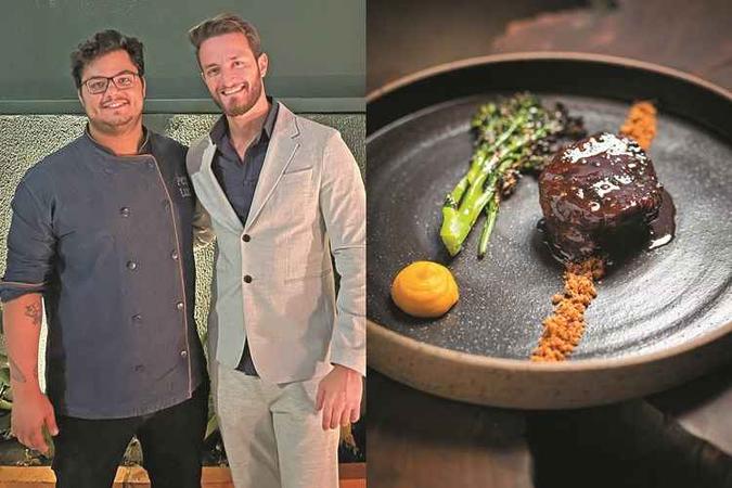 Na busca pelo endereço do seu novo restaurante, o Per lui, o chef Yves Saliba (na foto com o sócio Vitor Magalhães) recusou ofertas no Vila da Serra e Lourdes. Levou seu pratos cheios de técnicas, como o músculo assado por 16 horas com brócolis na brasa, farofa de pão de alho e abóbora, para um ponto aconchegante da Serra: Na busca pelo endereço do seu novo restaurante, o Per lui, o chef Yves Saliba (na foto com o sócio Vitor Magalhães) recusou ofertas no Vila da Serra e Lourdes. Levou seu pratos cheios de técnicas, como o músculo assado por 16 horas com brócolis na brasa, farofa de pão de alho e abóbora, para um ponto aconchegante da Serra: