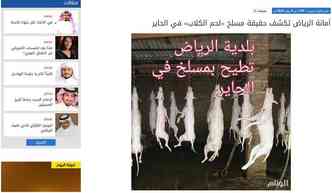 O boato da suposta venda de carne canina circula at no mundo rabe, como foi noticiado num site da Arbia Saudita em 2016(foto: Alweeam.com.sa/Reproduo)