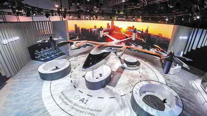 Prottipo foi apresentado em Las Vegas: projetado para atingir velocidade de cruzeiro de 290 km/h, voar em altitude de aproximadamente 300 a 600 metros, com autonomia de at 97 km(foto: Hyundai/Divulgao)
