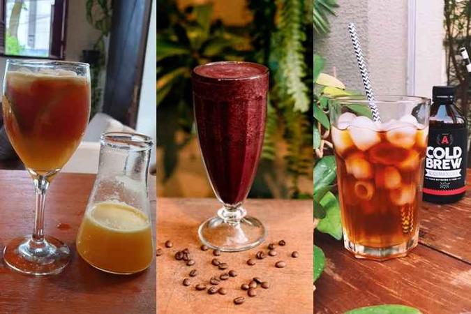 Amado e odiado, fato é que o café é versátil e pode dar origem a diversas bebidas, drinks gelados(foto: Academia do Café/Fivulgação; Lana Chaves/Divulgação; Freepik) Amado e odiado, fato é que o café é versátil e pode dar origem a diversas bebidas, drinks gelados(foto: Academia do Café/Fivulgação; Lana Chaves/Divulgação; Freepik)