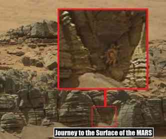 Um usurio do Facebook compartilhou essa imagem, dizendo que se trata de um 'caranguejo' gigante em Marte. Segundo astrnomo,  mais um caso de pareidolia(foto: Facebook/Reproduo)