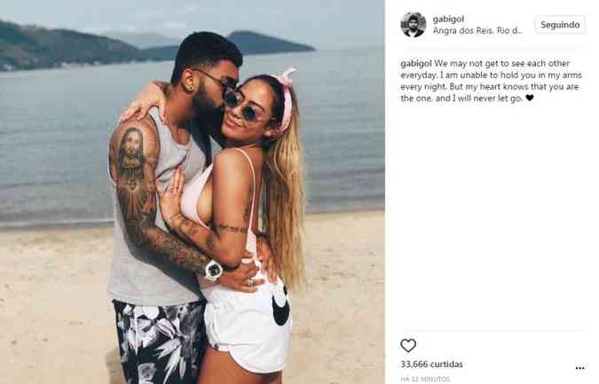Em 2017, Gabigol e Rafaella Santos, irm� de Neymar Jr., oficializaram o namoro e tamb�m encerraram o romance(foto: Instagram/gabigol/Reprodu��o)