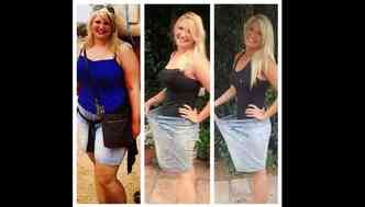 Veja o antes, durante e depois da jovem enfermeira Megan McGee, que perdeu 30 quilos com dieta em que fazia mais refeies(foto: YouTube/Reproduo)