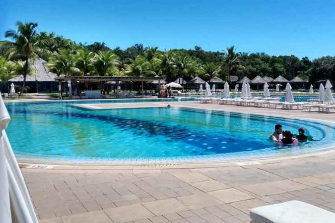 Área da piscina, para adultos e crianças: muitas atrações para o lazer completo(foto: Neide Magalhães/Esp. Encontro) Área da piscina, para adultos e crianças: muitas atrações para o lazer completo(foto: Neide Magalhães/Esp. Encontro)