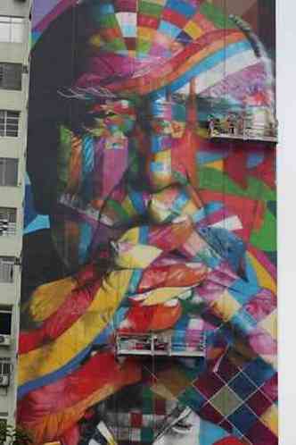 Painel pintado por Eduardo Kobra, na avenida Paulista, em So Paulo(foto: Divulgao)