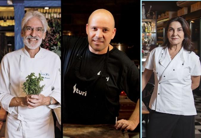 Os chefs Rodrigo Fonseca (Taste-Vin), Cristóvão Laruça (Capitão Leitão) e Marise Rache (D'Artagnan)(foto: Samuel Gê/Nereu Jr./Paulo Marcio) Os chefs Rodrigo Fonseca (Taste-Vin), Cristóvão Laruça (Capitão Leitão) e Marise Rache (D'Artagnan)(foto: Samuel Gê/Nereu Jr./Paulo Marcio)