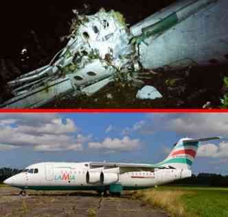 O avio modelo BAe 146 (abaixo) levando 81 pessoas, incluindo a equipe da Chapecoense, caiu nas proximidades da cidade de Medelin, na Colmbia, deixando 76 mortos(foto: Twitter/Reproduo e Flyingphotos Magazine News)