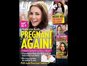 Segundo a revista britnica de fofocas Life & Style, Kate Middleton e o prncipe William estariam esperando o quarto filho(foto: Lifeandstylemag.com/Reproduo)