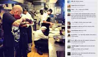 O chef e apresentador Henrique Fogaa teve a triste ideia de publicar na internet a foto em que aparece empunhando uma espingarda em seu restaurante, e gerou discusso entre seus fs(foto: Facebook/henriquefogaca74/Reproduo)