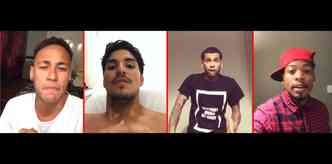 Os atletas Neymar Jr., Gabriel Medina, Daniel Alves e Marinho cantam o funk Voc Partiu Meu Corao, do Nego do Borel(foto: Instagram/negodoborel_oficial/Reproduo)