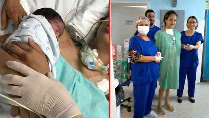 A cearense Amanda da Silva, de 28 anos, ficou em coma por 23 dias e s acordou quando recebeu em seus braos o filho recm-nascido(foto: Maternidade Escola Assis Chateaubriand/Divulgao)