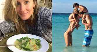A ex-modelo brasileira Gisele Bndchen, o marido, o jogador de futebol americano Tom Brady, e os dois filhos, possuem uma dieta extremamente saudvel(foto: Instagram/gisele/Reproduo)