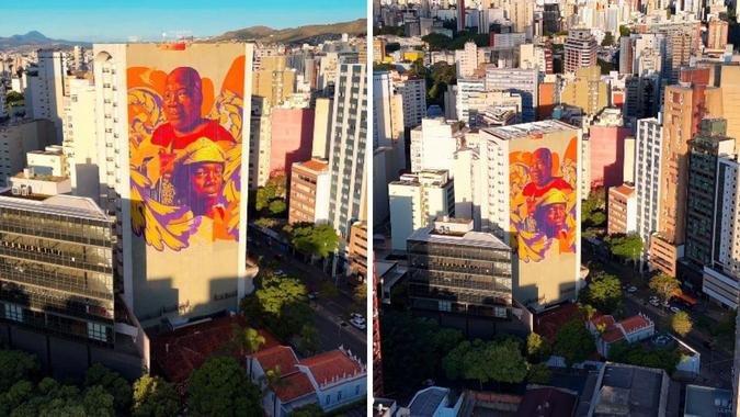 Mural tem mural de 1.600 m�(foto: Reprodu��o/Instagram @fabricadegraffiti)