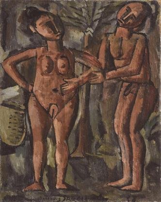 Ad�o e Eva diante de uma palmeira, 1930 - Cole��o Museo Torres Garc�a (foto: Divulga��o)