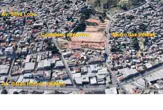 Previsto para atender 600 crianas e comportar at 5 mil pessoas, o complexo esportivo do Morro das Pedras, na regio oeste de Belo Horizonte, est com as obras paralisadas(foto: Google Earth/Reproduo)