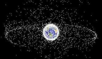 Imagem mostra a impressionante quantidade de detritos que circulam em alta velocidade na rbita da Terra(foto: Nasa.gov/Reproduo)