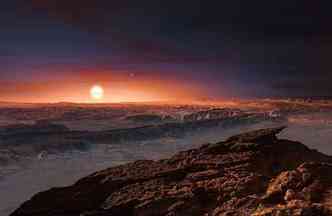 Concepo artstica da superfcie do exoplaneta Proxima Centauri B. Por ter condies parecidas com as da Terra, ele pode hospedar vida aliengena(foto: ESO/M. Kornmesser/Divulgao)