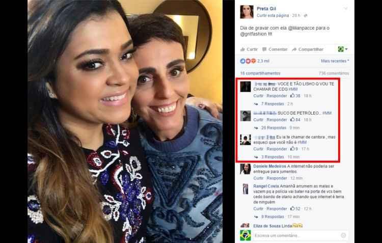 Facebook/pretagiloficial/Reprodução Facebook/pretagiloficial/Reprodução