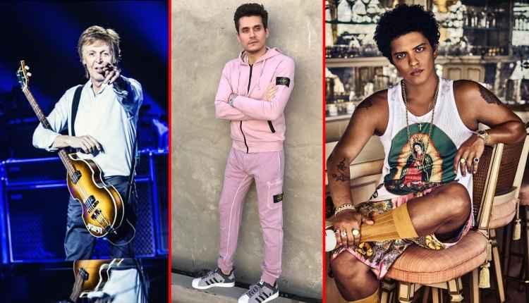 Instagram/paulmccartney/Reprodução e Instagram/johnmayer/Reprodução e Instagram/brunomars/Reprodução Instagram/paulmccartney/Reprodução e Instagram/johnmayer/Reprodução e Instagram/brunomars/Reprodução