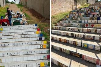 Escad�o no S�o Bento ganha mosaicos inspirados na brasilidade
