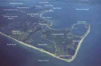 Viso area da ilha Martha's Vineyard, no estado americano de Massachusetts, a 129 km de distncia de Boston(foto: Wallace & Co./Reproduo)